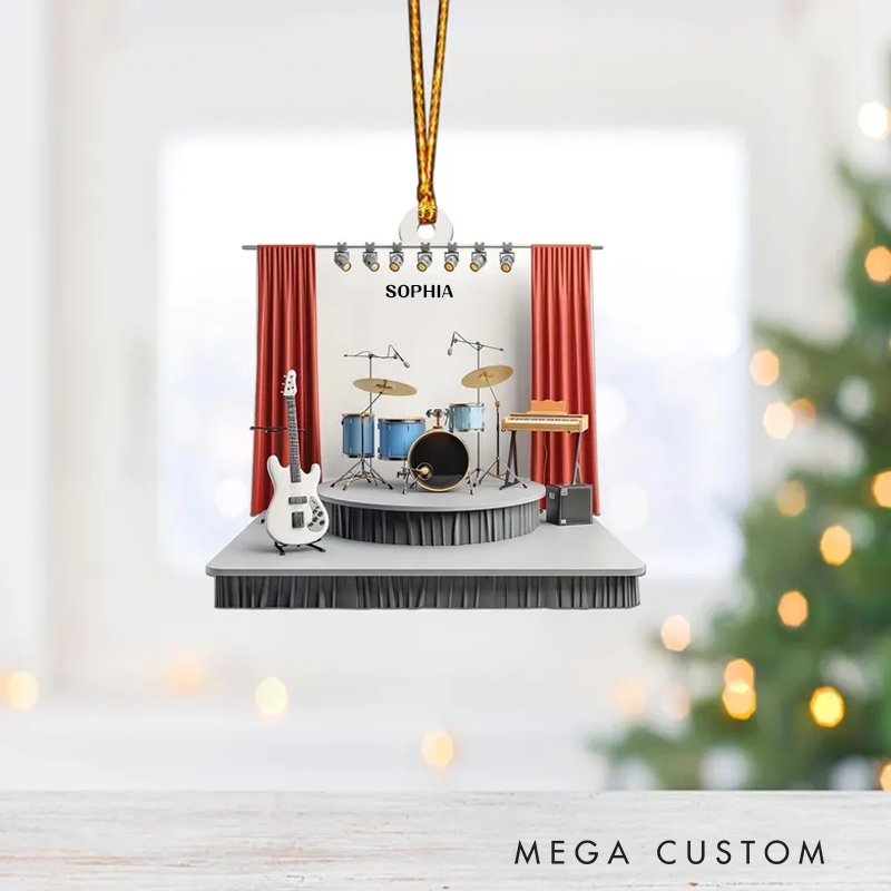 Personalized Music Stage Ornament Music Room Christmas Ornament Bar Ornament Musician Ornament Gift Music Studio Decor