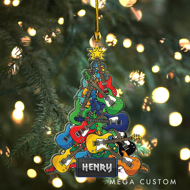 Personalized Electric Guitar Christmas Ornament Guitar Xmas Decor Christmas Gift for Music Lover Guitar Player