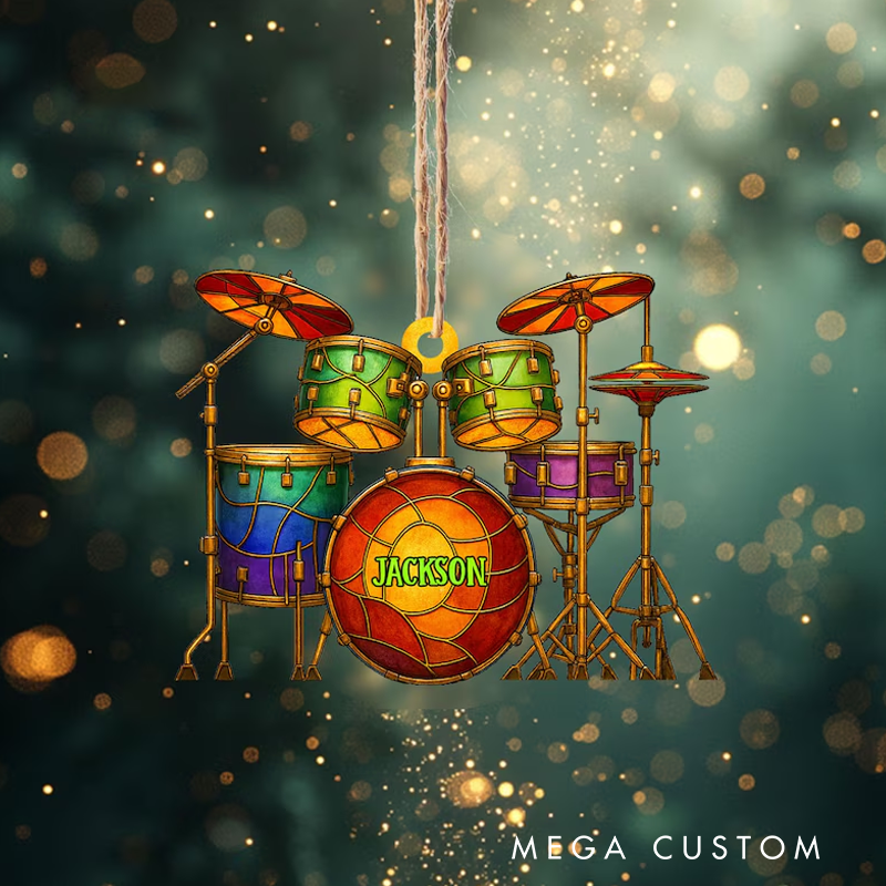 Personalized Drum Acrylic Ornament Drums Christmas Ornament Gift for Drum Lover Musician Gift