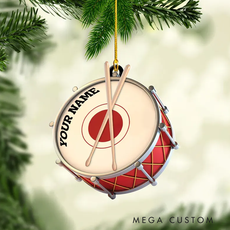 Personalized Drum Ornament for Music Lover Drum Ornaments for Christmas Tree Gift for Drummer Drummer Gifts