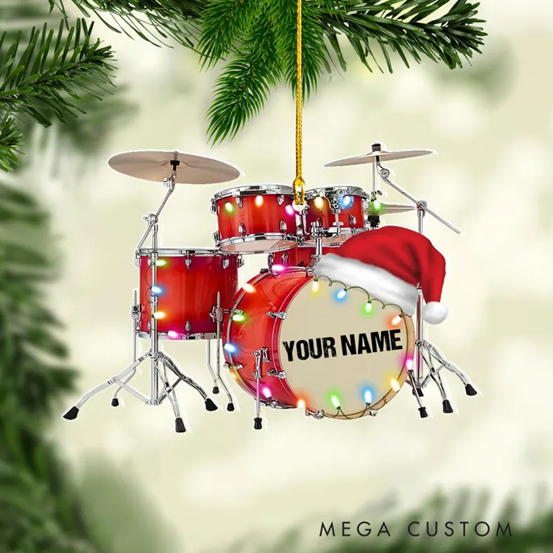 Personalized Drum Ornament for Music Lover Drum Ornaments for Christmas Tree Gift for Drummer Drummer Gifts