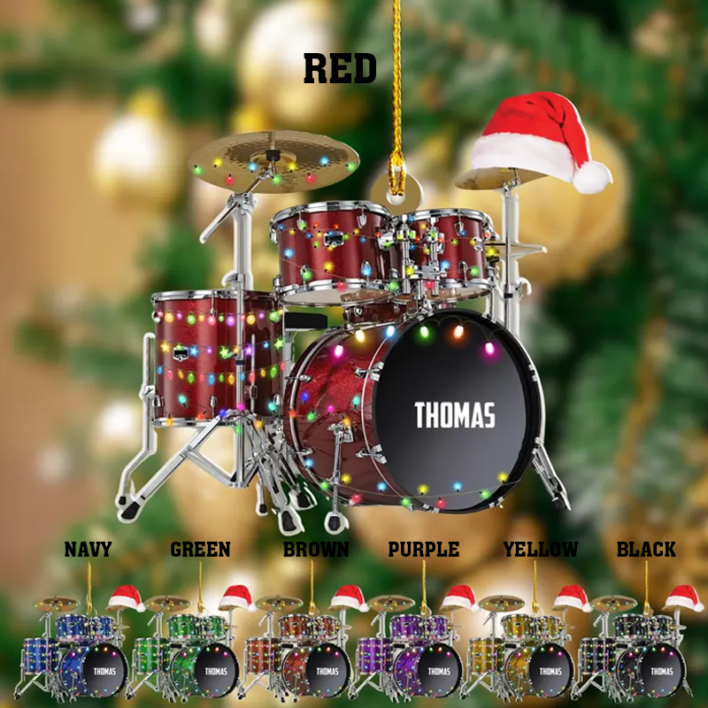 Personalized Drum Acrylic Christmas Ornament Gift for Drum Lover and Musician