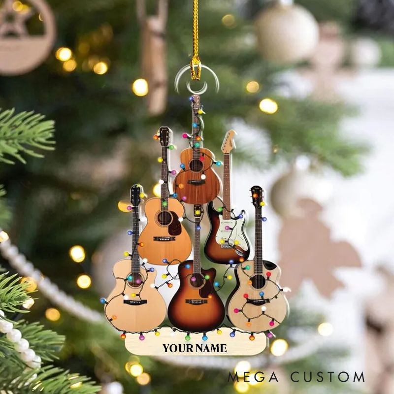Personalized Guitar Christmas Ornament Christmas Gift for Guitar Players and Music Lovers