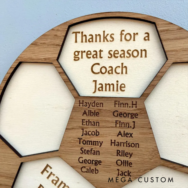 Personalized Soccer Coach Appreciation Plaque with Team Names, Year, and Custom Message