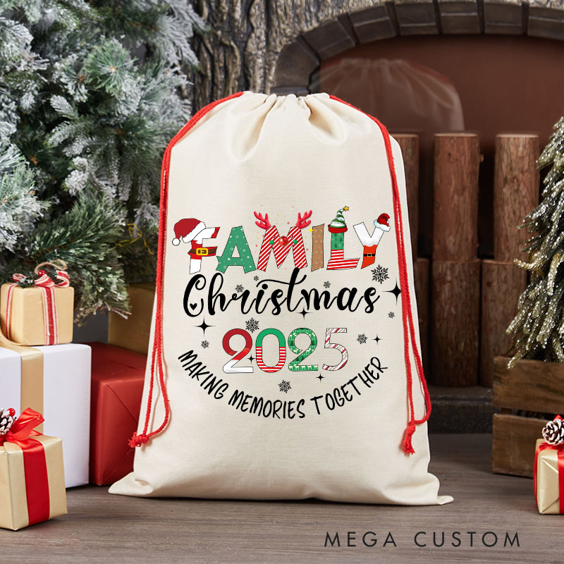 Personalized Santa Sack for Family Custom Santa Sack Christmas Sacks Christmas Gift Bag Holiday Gift Bag Reusable Holiday Bag