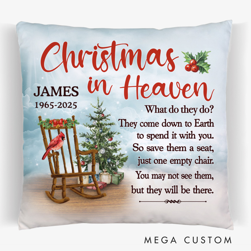 Personalized Memorial Pillow Christmas In Heaven Custom Memory Pillow Memorial Gift