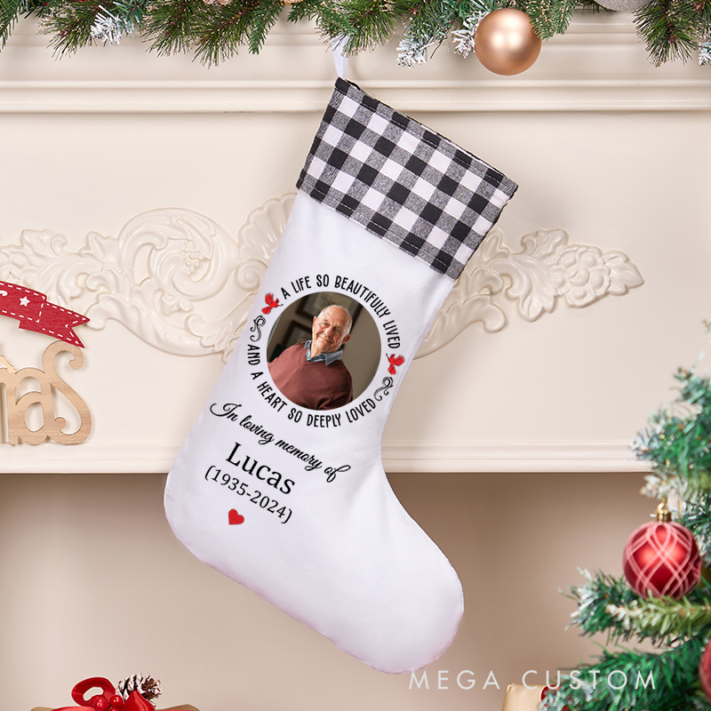 Personalized Christmas Stocking for Loss of Loved One Custom Photo Stocking Rest in Peace Memory Stocking Remembrance Gift 