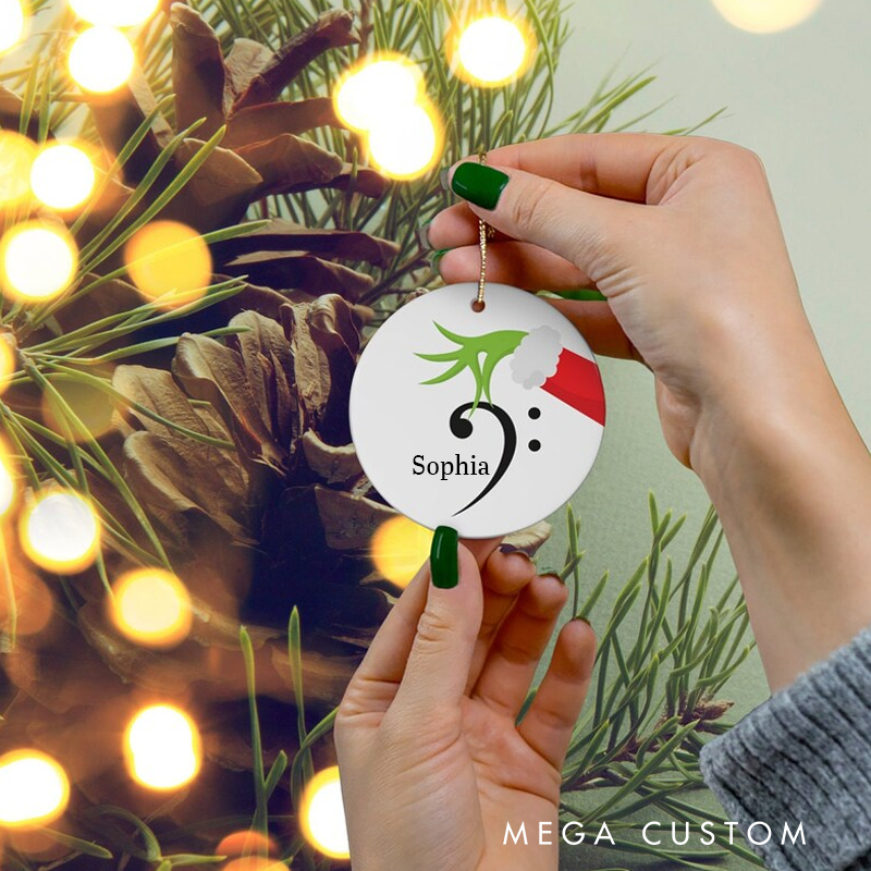 Personalized Musical Ornament Christmas Bass Clef Music Gift Ideal for Music and Piano Lover Holiday Decor Musician Gift