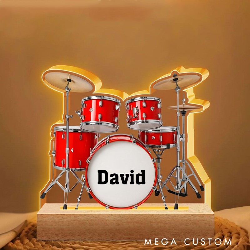 Personalized Drum Night Light Custom Name Drum Lamp Gifts Drum Player Music Night Light