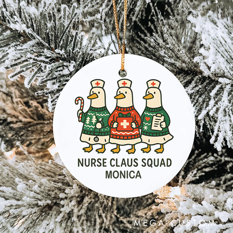 Personalized Nurse Christmas Ornament Nurse Claus Squad Design Christmas Ornament New Nurse Gift Funny Nursing Gifts