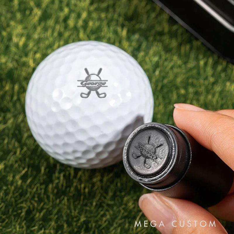 Personalized Golf Ball Stamp with Custom Initials and Crest Design  