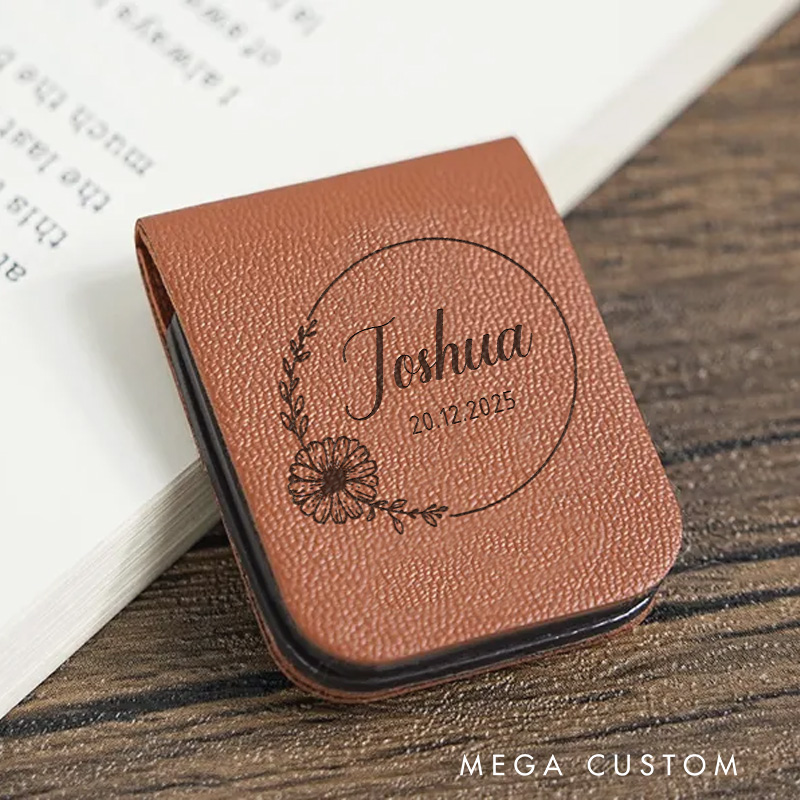 Personalized Floral Magnetic Bookmark Clip Engraved Leather Bookmark with Name Bookish Bookmark Librarian Gift Reading Lover Gift  Book Lover Gift 