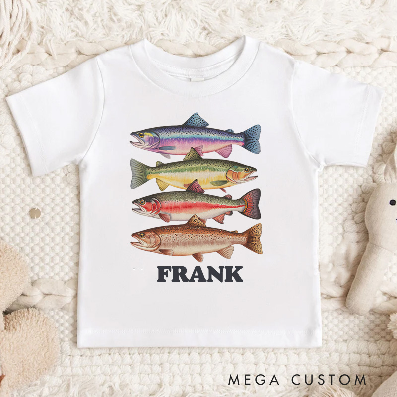 Personalized Colorful Fish with Name Kids T-Shirt 