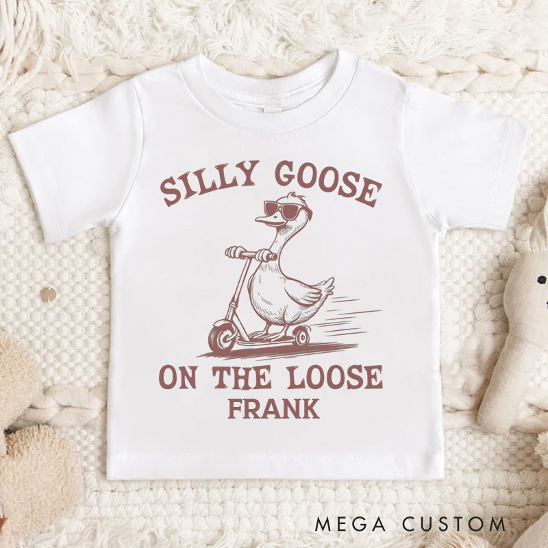 Personalized Silly Goose on The Loose Kids T-Shirt 