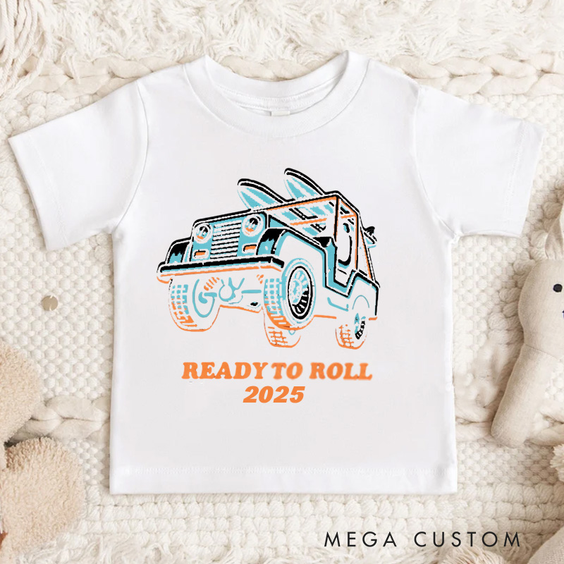 Personalized Ready to Roll Jeep Graphic Kids T-Shirt
