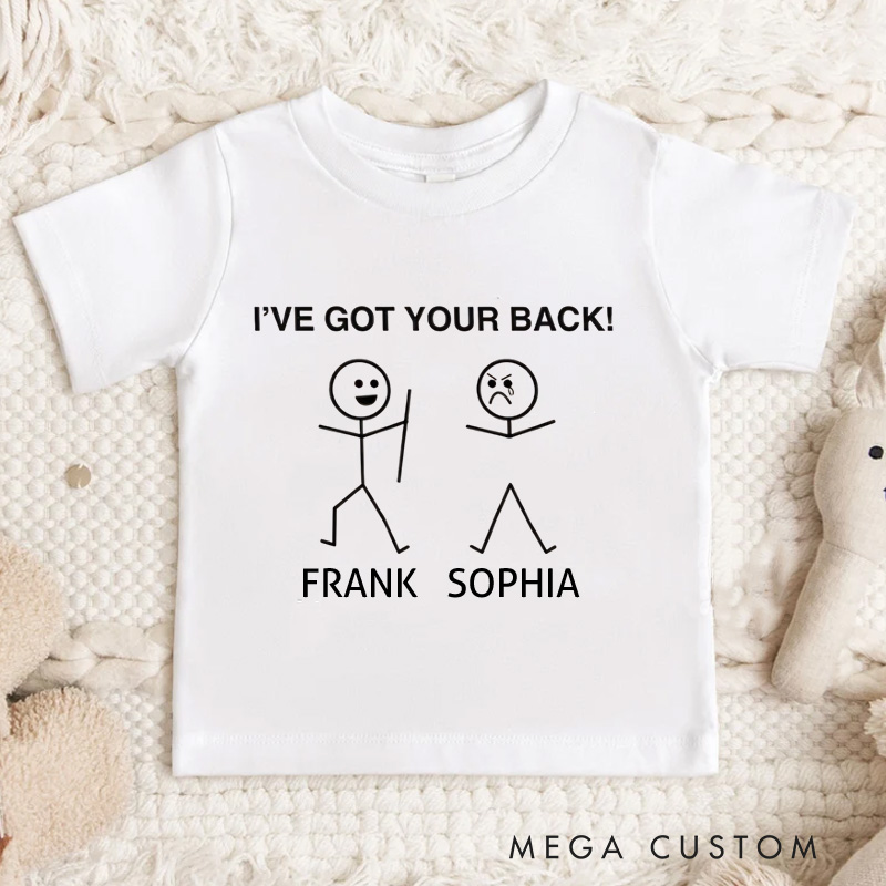 Personalized Stick Figure I've Got Your Back Kids T-Shirt 