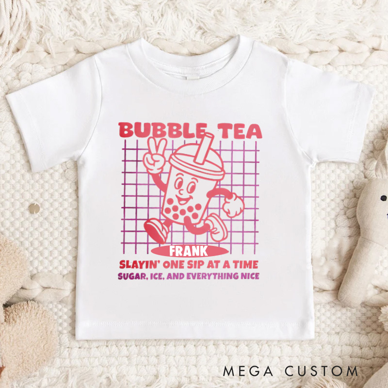 Personalized Bubble Tea Menu Funny Graphic Kids T-Shirt
