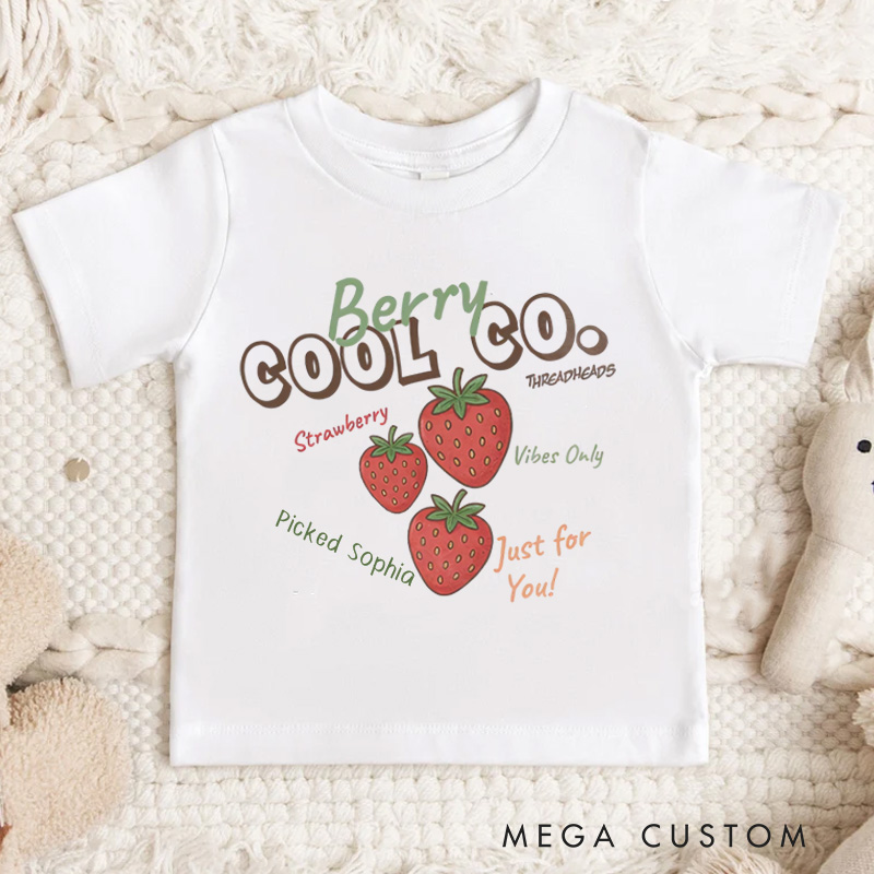 Personalized Berry Cool Strawberry Graphic Kids T-Shirt