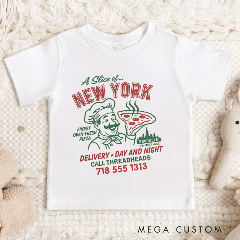 Personalized New York Pizza Delivery Slice Kids T-Shirt 