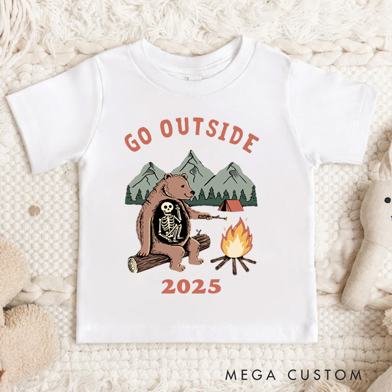 Personalized Go Outside Bear Campfire Adventure Kids T-Shirt