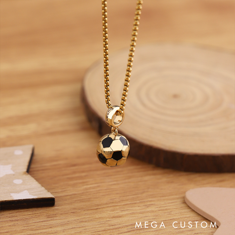 Personalized Soccer Ball Pendant Necklace with Custom Name and Number for Sports Lovers