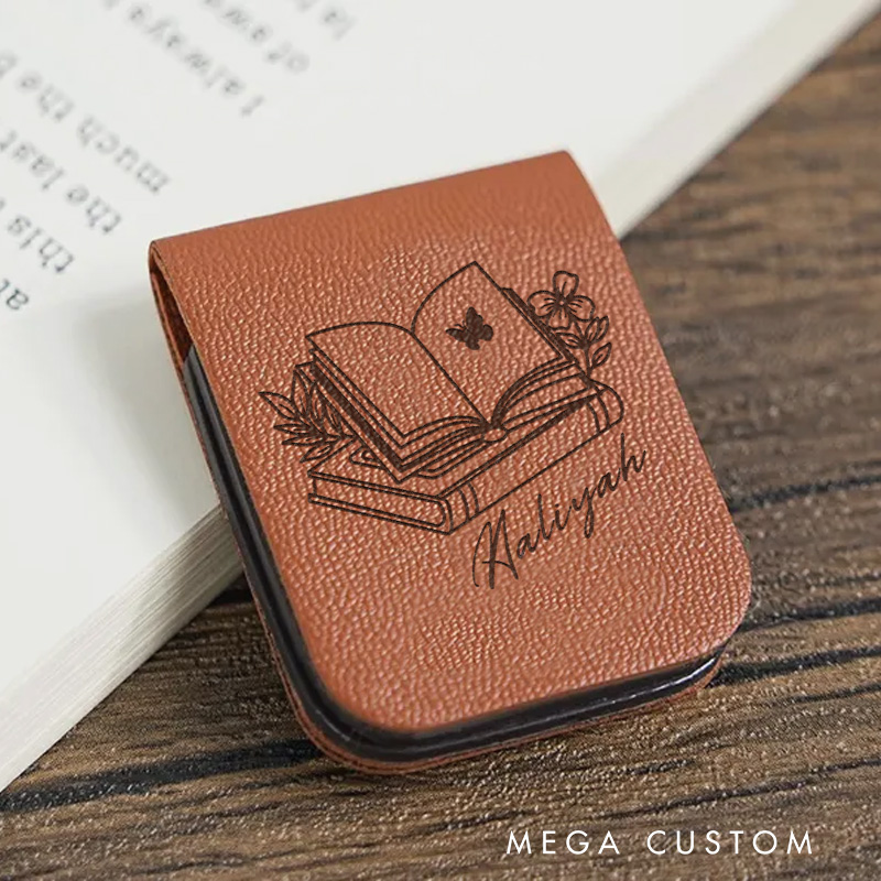 Personalized Flower Book and Butterfly Magnetic Bookmark for Women Leather Bookmark Clip with Name Book Lover Gift for Bookish Gift