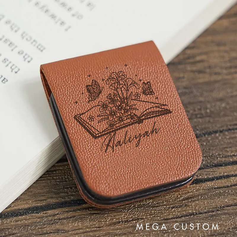Personalized Book Flower and Butterfly Magnetic Bookmark with Name Leather Bookmark Clip for Women Book Lover Gift for Librarian Gift