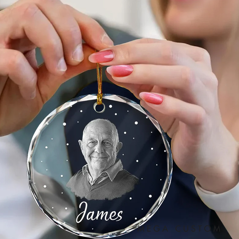 Personalized Memorial Photo Ornament Remembrance Gift for Loss of Loved One Circle Glass Ornament Sympathy Gift