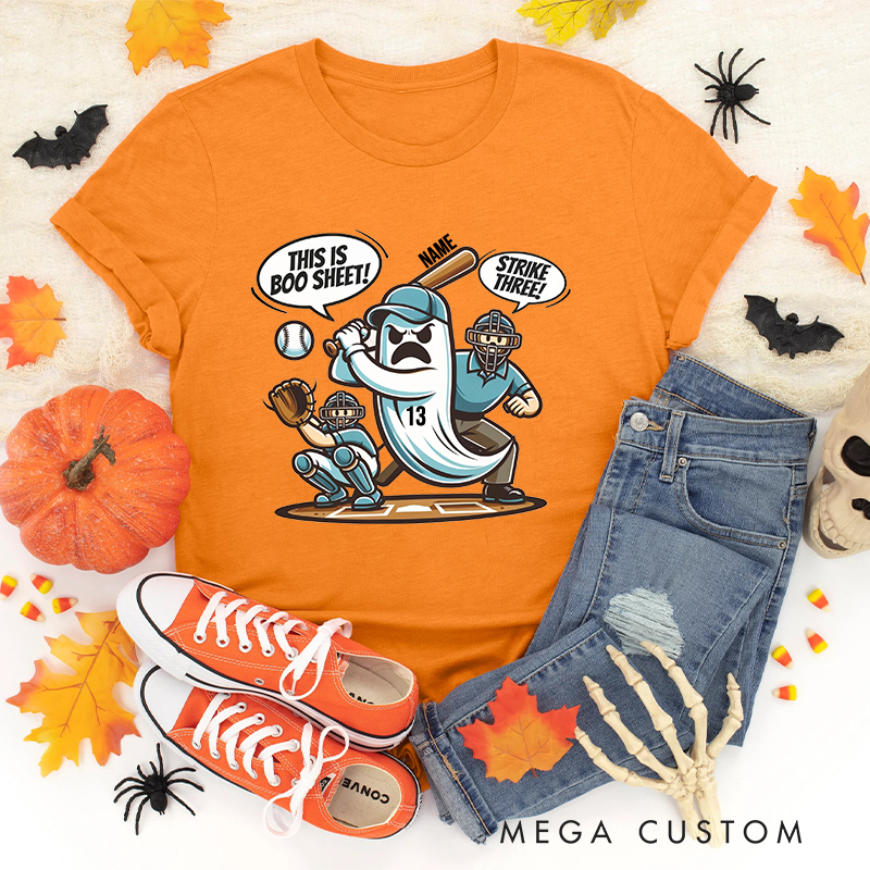 Personalized Baseball Ghost T-Shirt with Custom Name