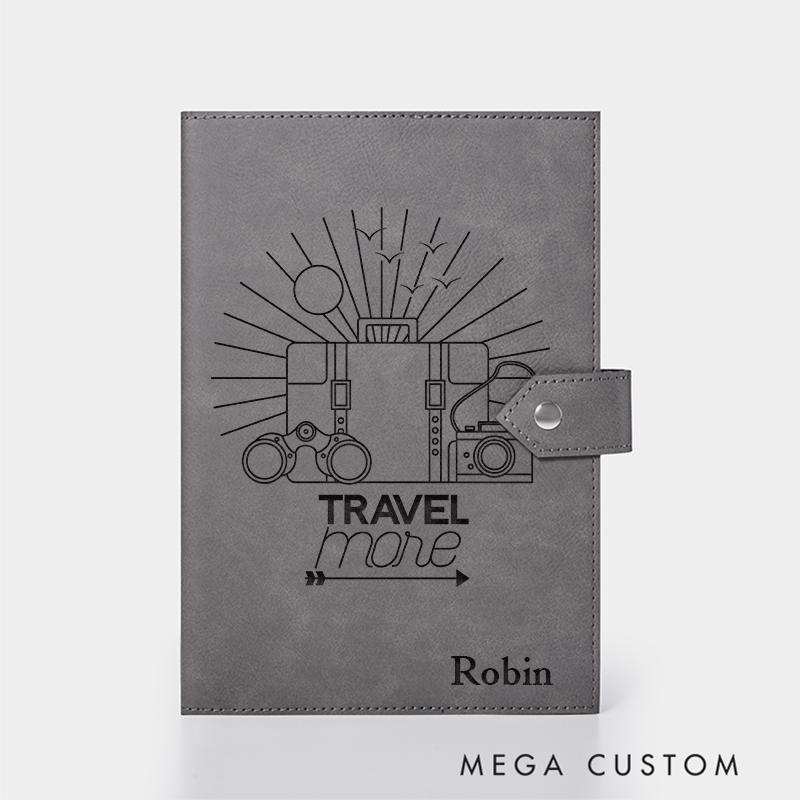 Personalized Travel More Leather Notebook for Traveling Lovers Leather Journal Travel Gift