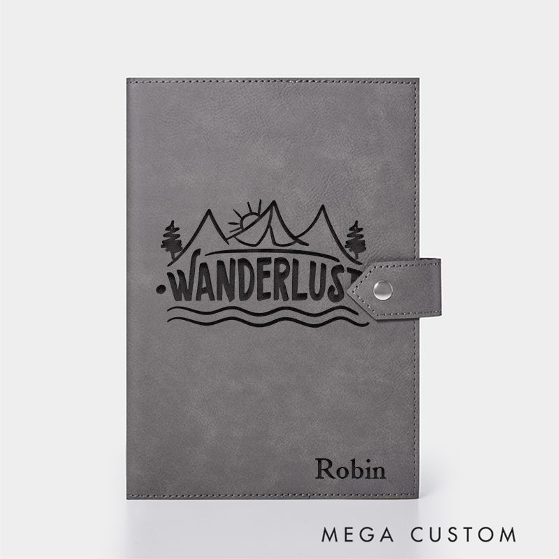 Personalized Wanderlust Leather Notebook for Traveling Lovers Leather Journal Travel Gift