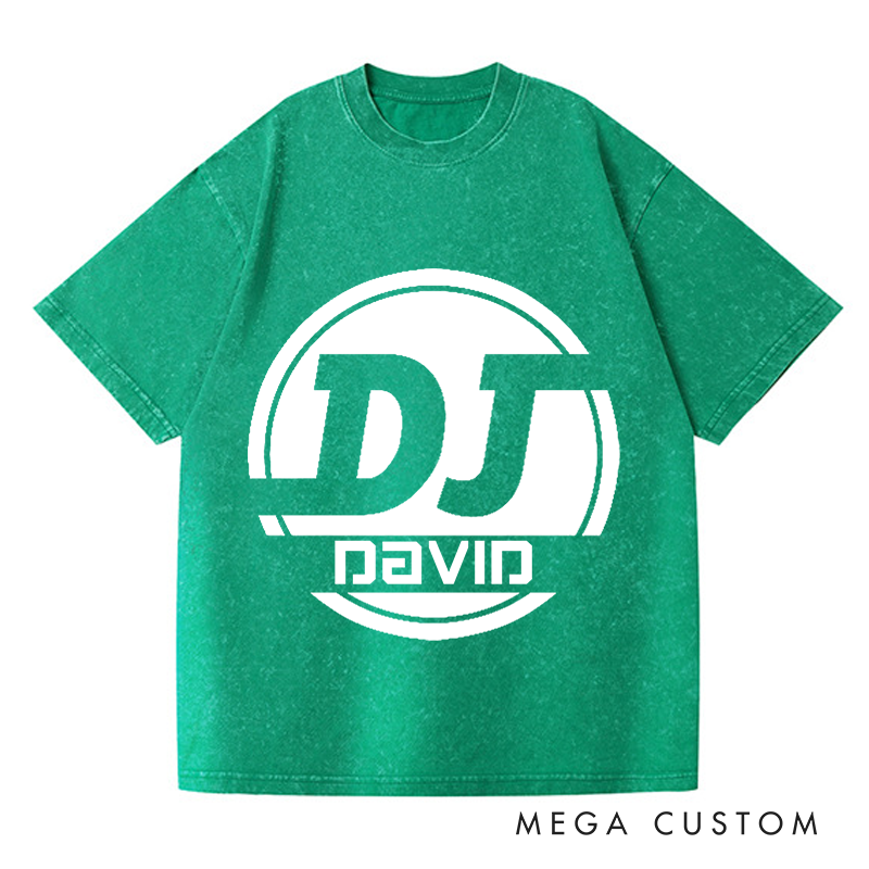 Personalized Washed T-Shirts DJ Name Music Tee