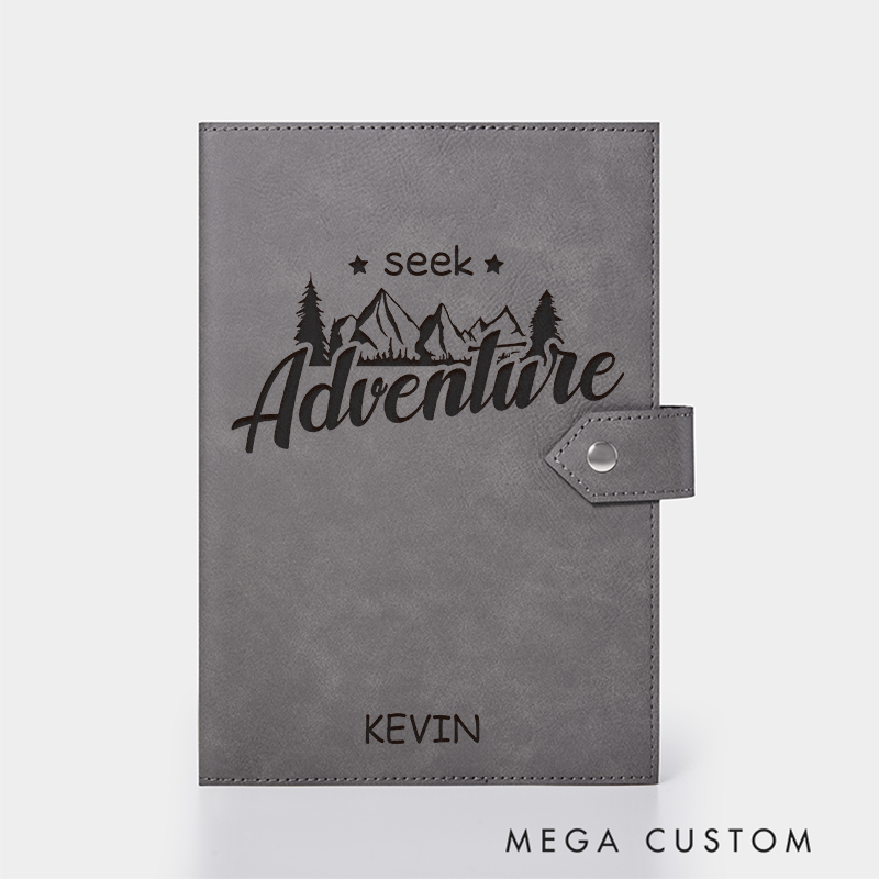 Personalized Seek Adventure Leather Notebook for Traveling Lovers Leather Journal Travel Gift