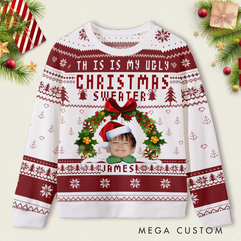 Personalized Photo and Name Christmas Ugly Sweater Shirt Funny Gift