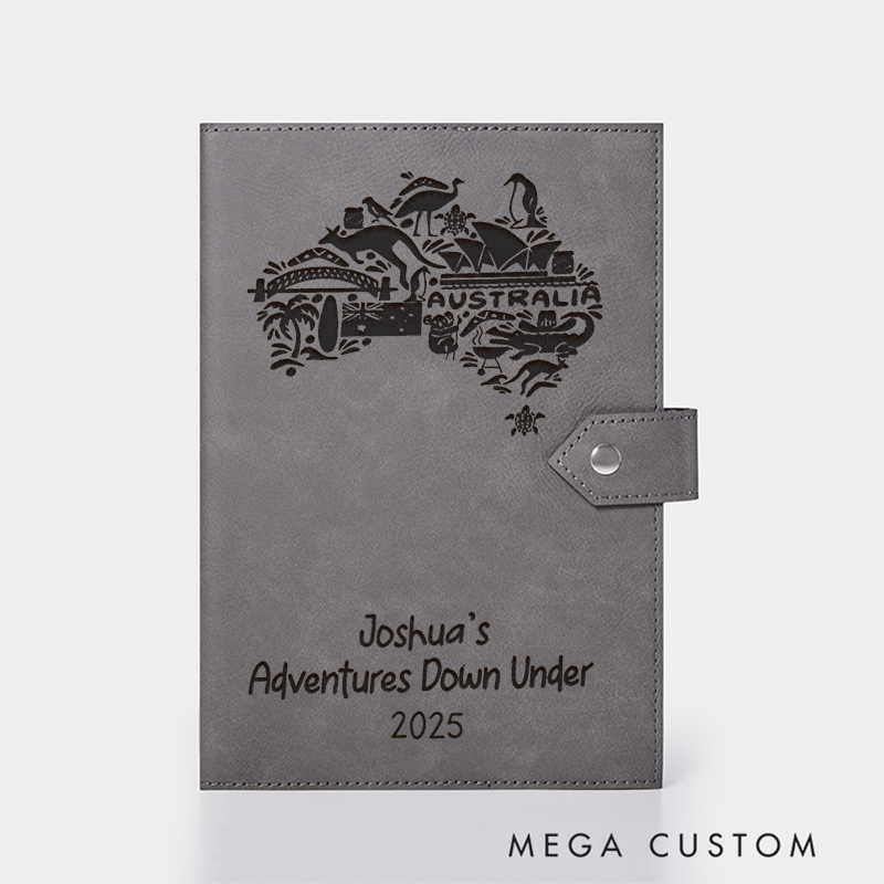 Personalized Australia Adventure Leather Notebook for Traveling Lovers Leather Journal Travel Gift