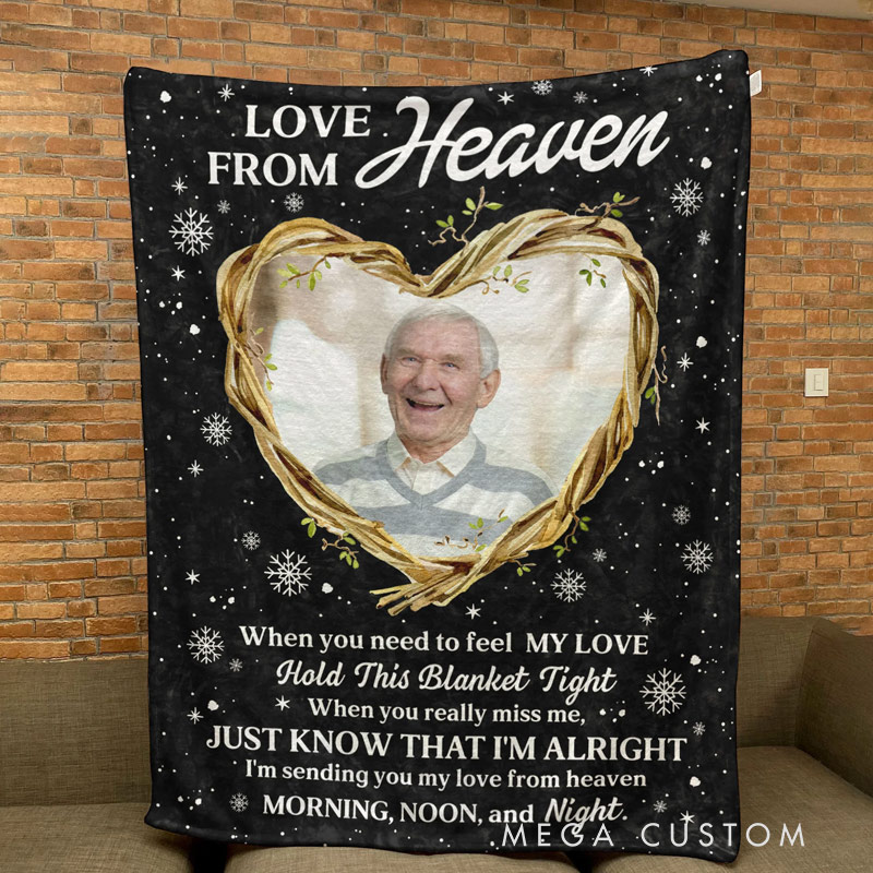 Personalized Memorial Blanket Custom Photo Remembrance Blanket Love From Heaven Christmas Gift in Loving Memory Blanket