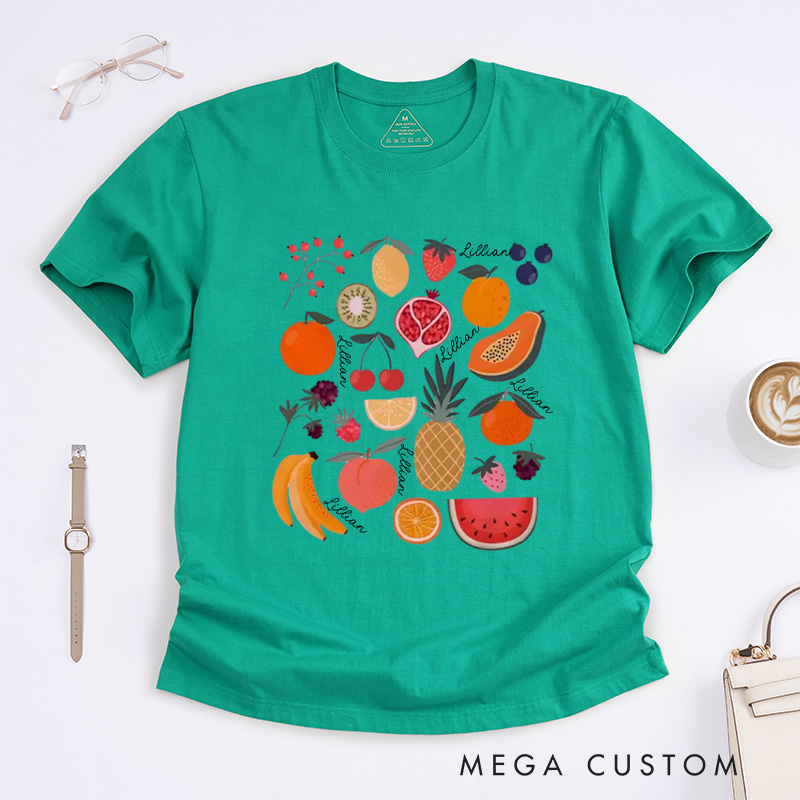 Personalized Cute Fruit Classic T-Shirts Garden Shirt Strawberry Shirt Pineapple Shirt Aesthetic Clothing Botanical Shirt Gift for Garden Lovers