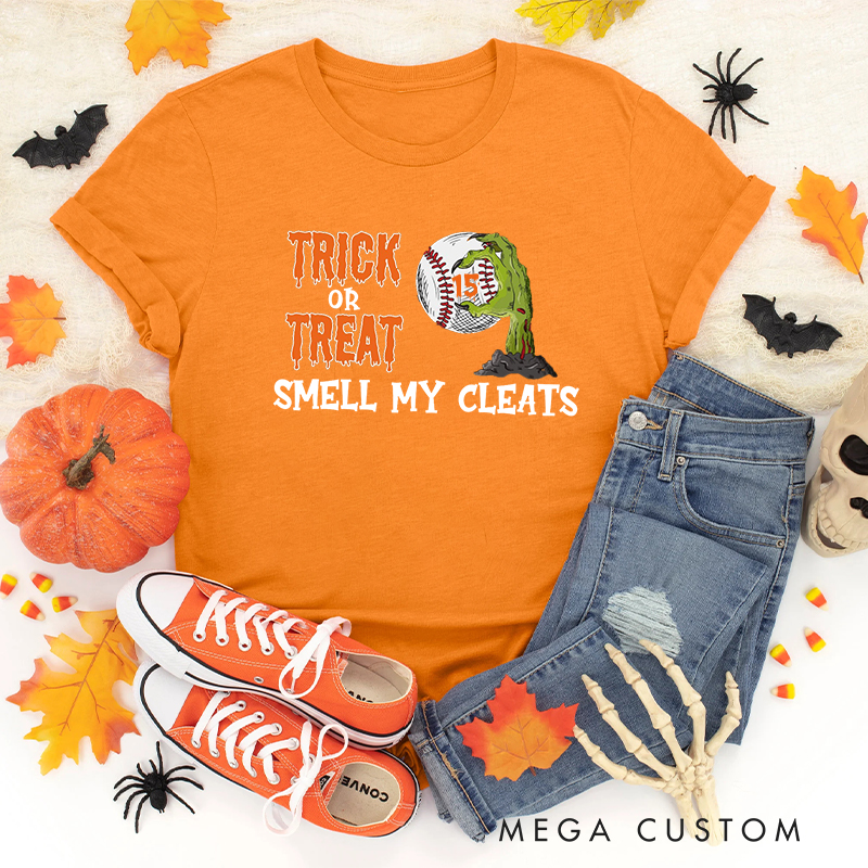 Personalized Trick or Treat Baseball T-Shirt with Custom Text 