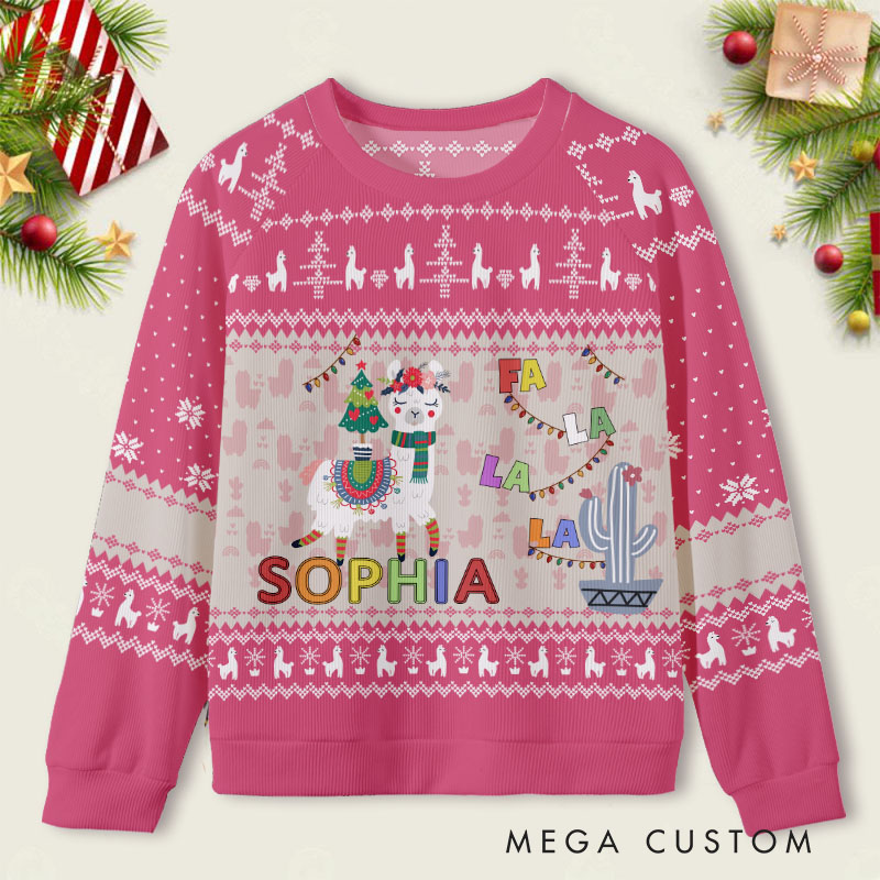 Personalized Kids Name Fa La La La Ugly Sweater Funny Christmas Gift