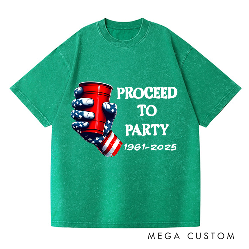 Personalized Washed T-Shirts Proceed to Party Patriotic Celebration Graphic T-Shirt