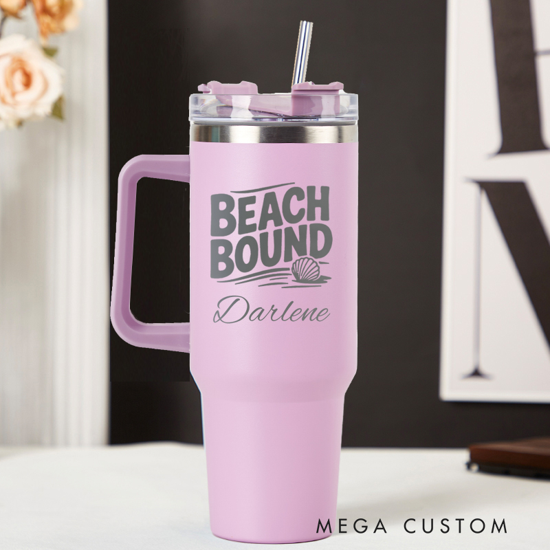 Personalized Beach Bound Tumbler Traveling Lovers Cup Stainless Steel Laser Engraved Tumbler Gift for Vacation