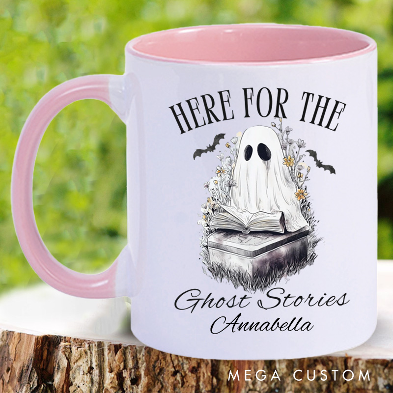 Personalized Here for the Ghost Stories Mugs Custom Halloween Ghost Mug with Name Reading Mug Book Lover Gift Reading Lover Halloween Gift