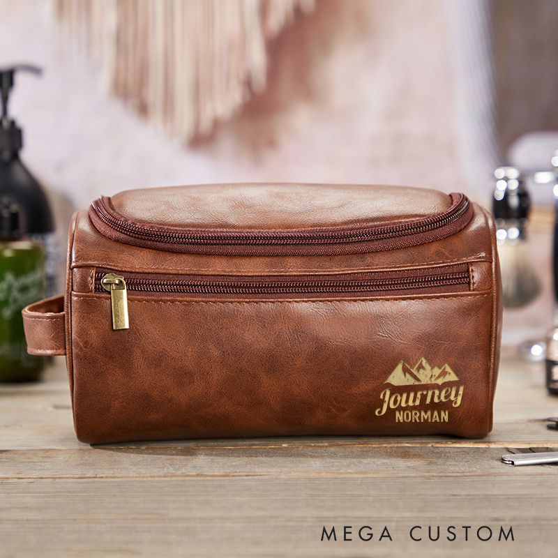 Personalized Journey Toiletry Bag Leather Toiletry Bag for Traveling Lovers Vacation Travel Gift for Him