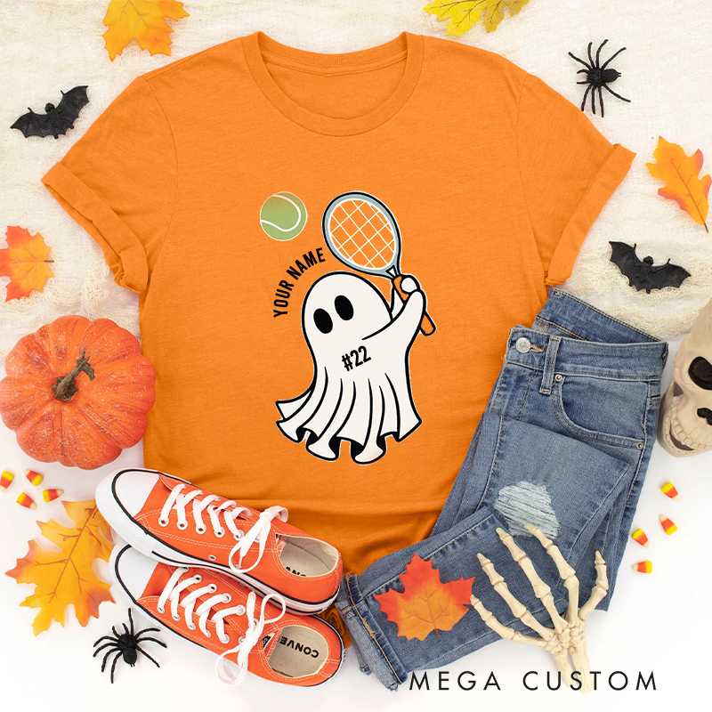 Personalized Ghost Tennis T-Shirt with Custom Name and Number  