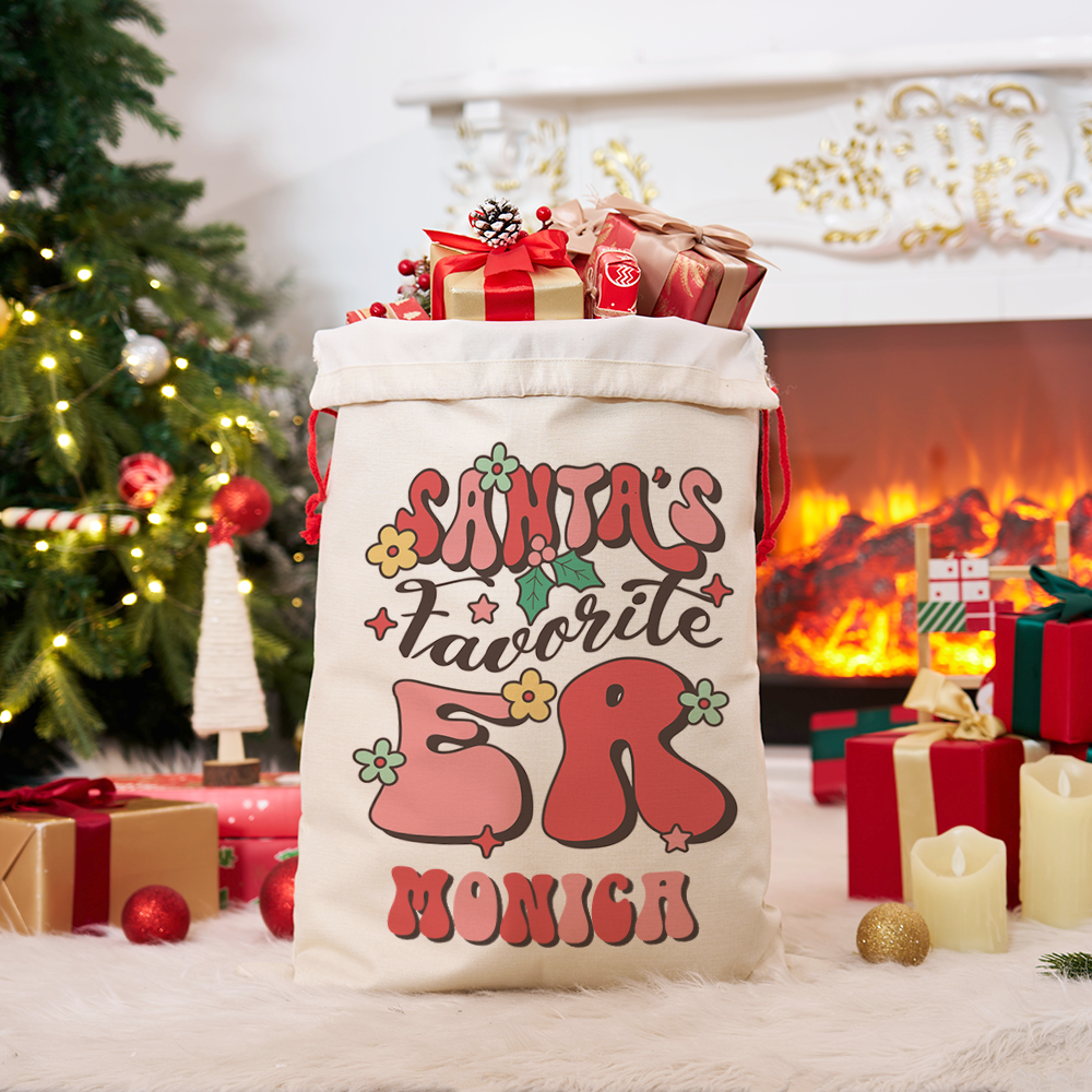 Personalized Nurse Christmas Sack Custom Santa's Favorite ER Design Sack Xmas Gift for Nurse