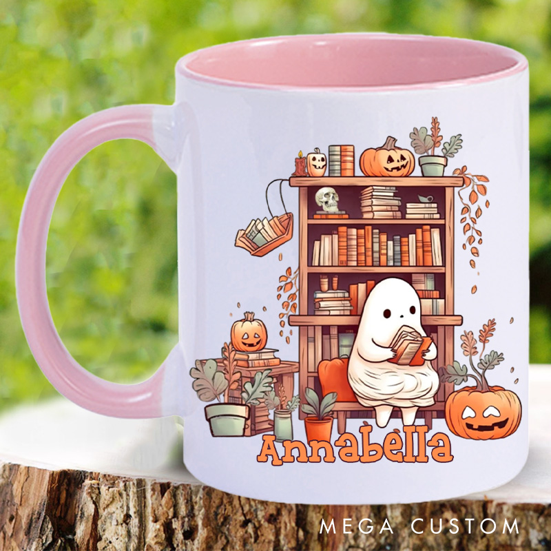Personalized Reading Ghost Mugs Custom Spooky Coffee Mug with Name Librarian Mug Book Lover Gift Bookish Gift Librarian Gift Halloween Gift