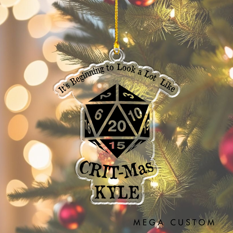 Personalized Rpg Gaming Christmas Decoration D20 Ornament It's Beginning to Look a Lot like Crit Mas Decor Gift for Geek Game Lover