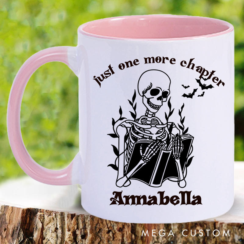 Personalized Just One More Chapter Mugs Custom Spooky Reader Coffee Mug with Name Librarian Mug Book Lover Gift for Bookish Halloween Gift