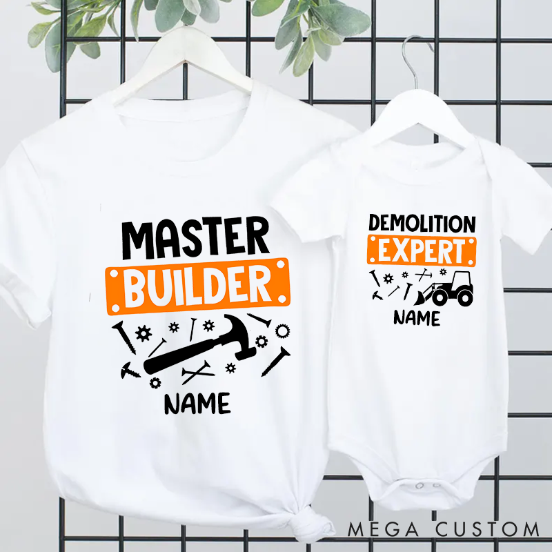 Personalized Father's Day Gift Master Builder and Demolition Expert Design Matching Outfit