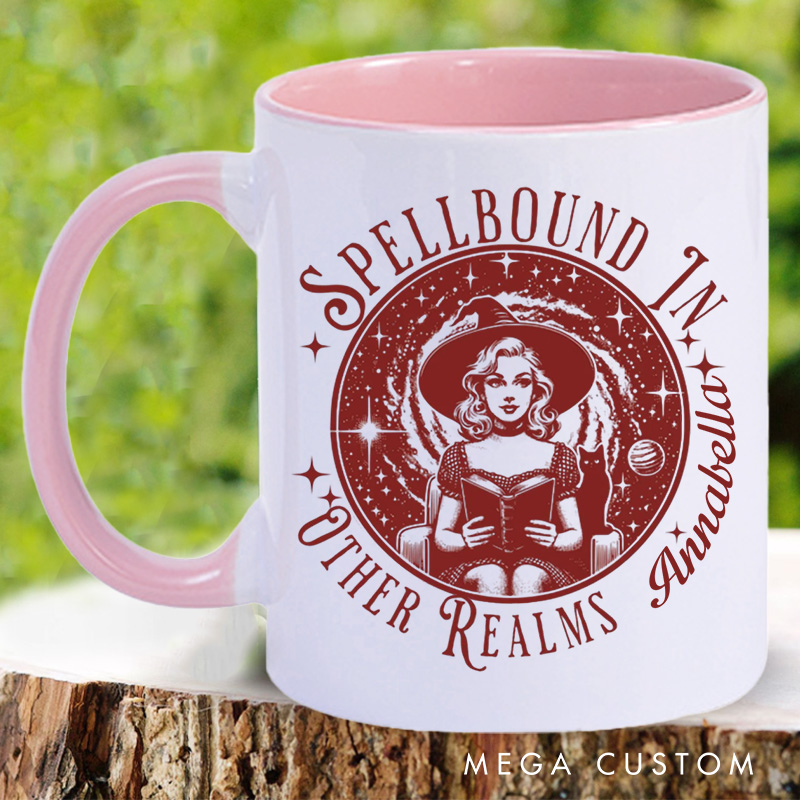 Personalized Spellbound in Other Realms Mugs Dark Academia Coffee Cup with Name Halloween Witch Mug Book Lover Gift for Bookish Gift